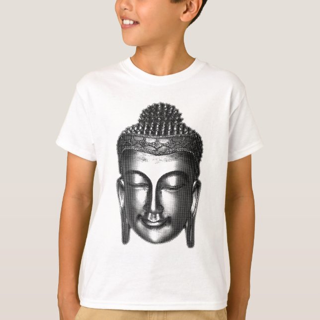 Buddha Lächeln II - halb schwarz + Ihre Ideen T-Shirt (Vorderseite)