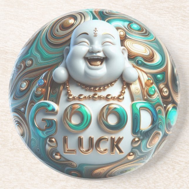 "Buddha" lachen Getränkeuntersetzer (Vorne)