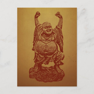Buddha lachend (dunkelrot) postkarte