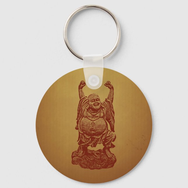 Buddha lachend (dunkelrot) schlüsselanhänger (Vorderseite)