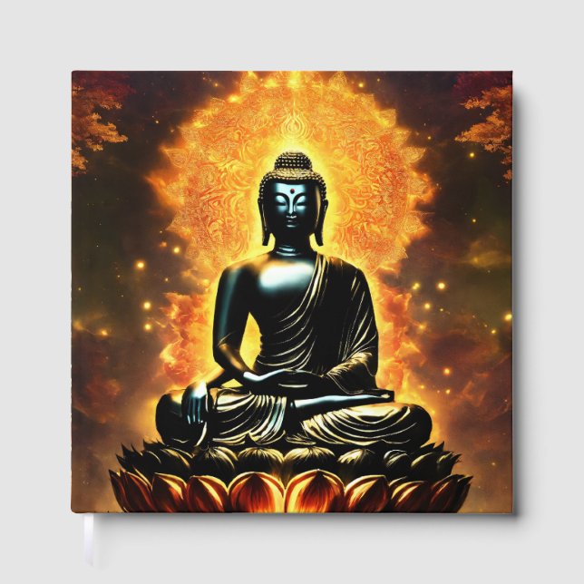 Buddha-Logo weiß liniertes Gästebuch (Vorderseite)