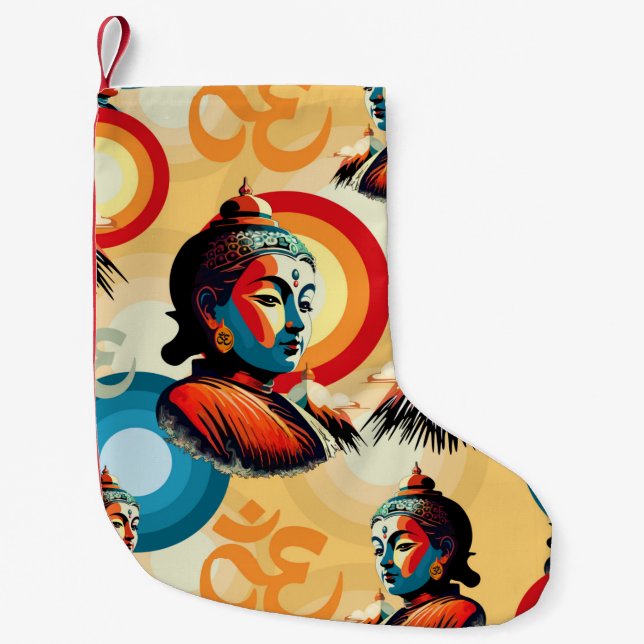 Buddha Lord Retro Pop Kleiner Weihnachtsstrumpf (Vorderseite)