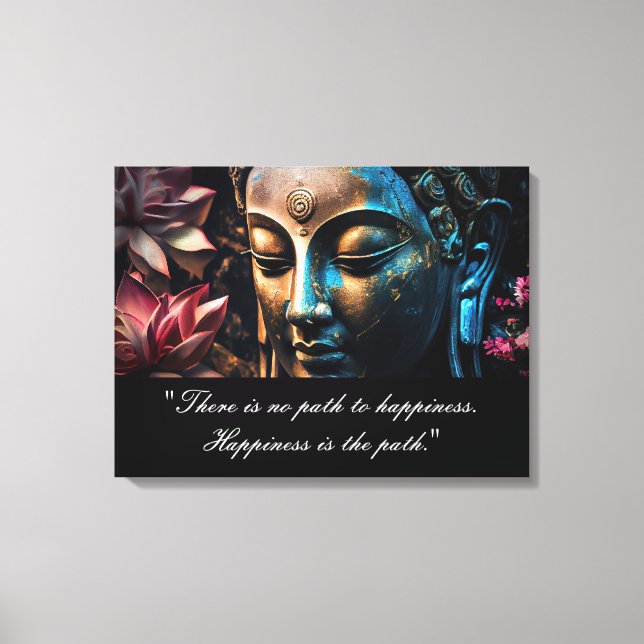 Buddha Lotus Blume Zitat Stretched Canvas Print Leinwanddruck (Vorderseite)