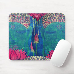 Buddha Lotus Green Meditation Buddhismus Mouse Pad Mousepad