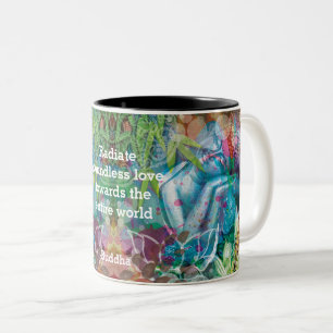 Buddha Lotus Mandala Wasserfarbe Personalisierter Zweifarbige Tasse