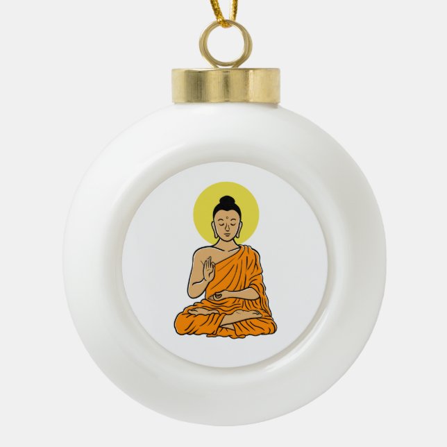 Buddha-Magnet Keramik Kugel-Ornament (Vorderseite)