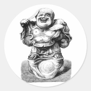 Buddha man Statuen Illustration Kunst Runder Aufkleber