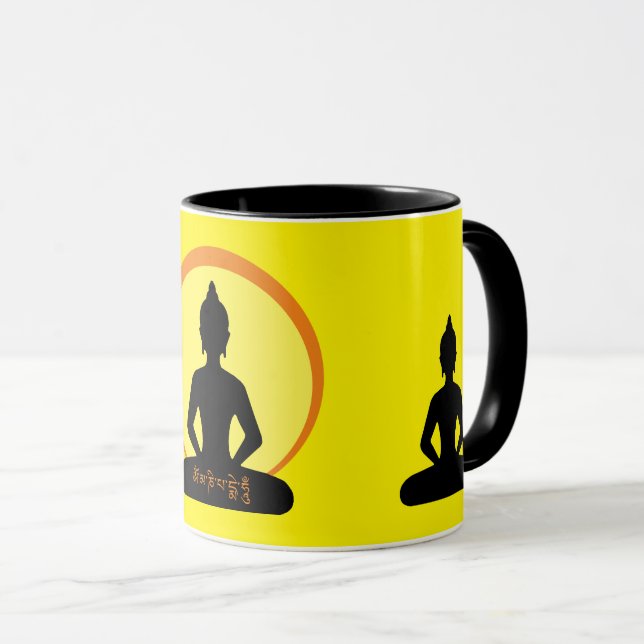 Buddha - Mantra & Meditation Tee/Kaffee Tasse (VorderseiteRechts)