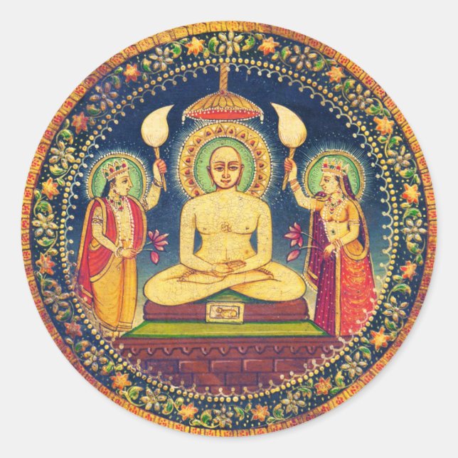 Buddha Meditation mit Yoga Runder Aufkleber (Vorderseite)