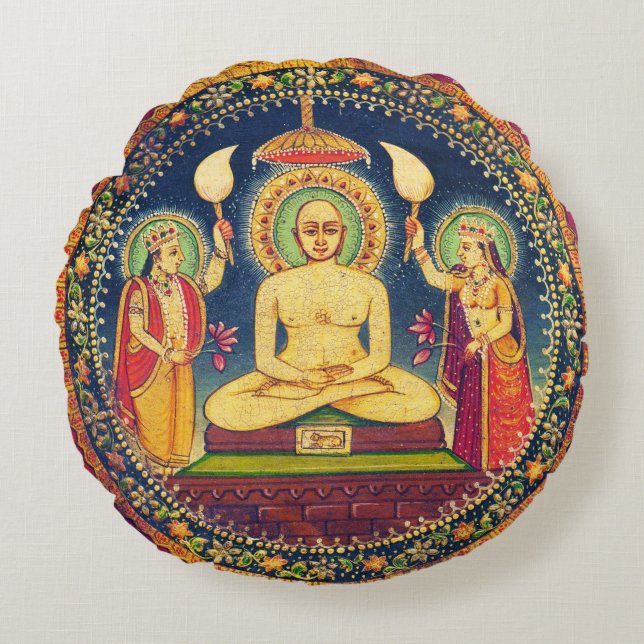 Buddha Meditation mit Yoga Rundes Kissen (Vorderseite)