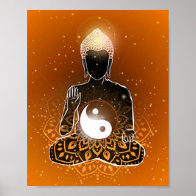 Buddha Meditation Ying Yang Design Poster (Vorne)