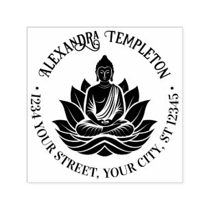 Buddha meditiert Lotus-Pose #1P Name Rücksendeadre Permastempel