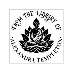 Buddha meditiert Lotus-Pose Bibliotheksbuch Name # Permastempel