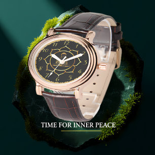 Buddha meditiert spirituelle Goldfolie Armbanduhr