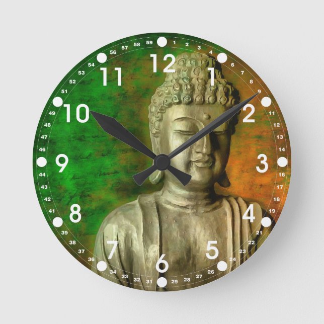 Buddha Mind Runde Wanduhr (Vorderseite)