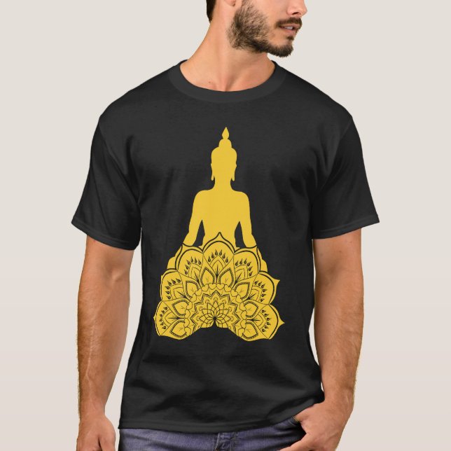 Buddha Monk Namaste Praying Pray Smile Happy Laugh T-Shirt (Vorderseite)