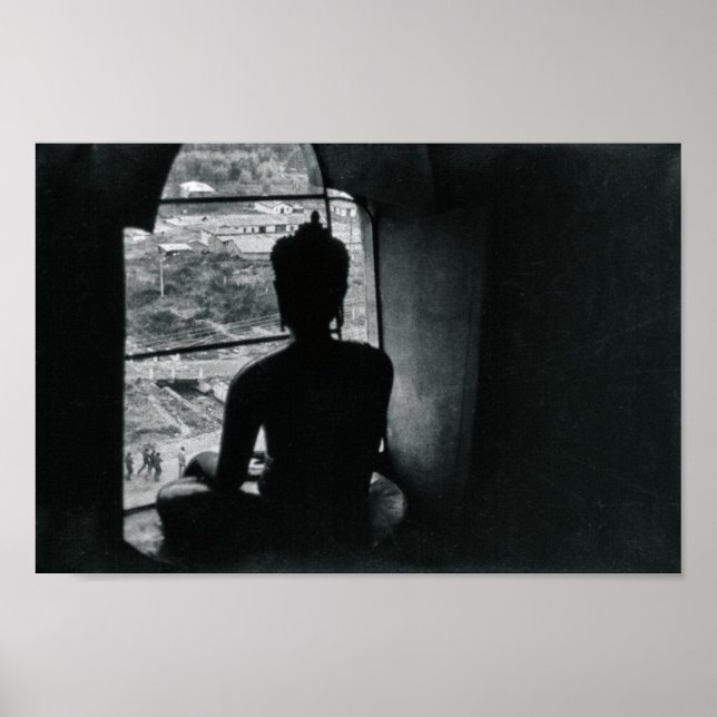 Buddha Monochrome Meditation Asiatische Dekoration (Vorne)