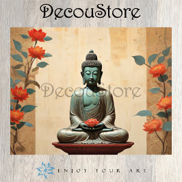 Buddha & Peonies Decoupage Seidenpapier