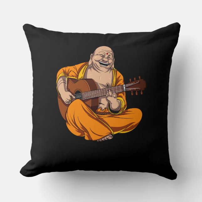 Buddha Playing Gitarre Zen Yoga Meditation Kissen (Vorderseite)