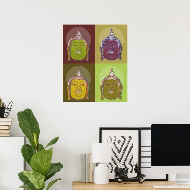 Buddha Pop Art Zen Retro Modernes, maßgeschneidert Poster (Heimbüro)
