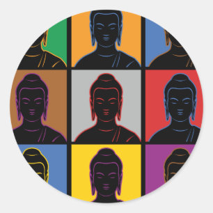 Buddha-Pop-Kunst Runder Aufkleber