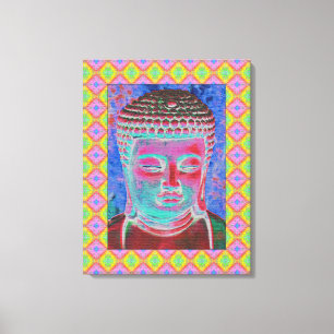 Buddha-Pop mit gelben und rosa Bändern Leinwanddruck