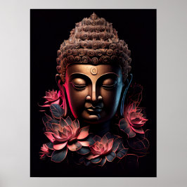 Buddha Portrait mit Lotus | Art Poster