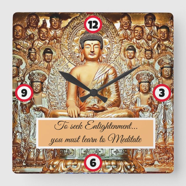 Buddha Quadratische Wanduhr (Vorderseite)