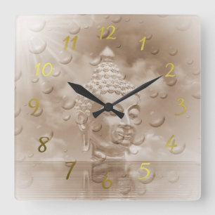 buddha quadratische wanduhr
