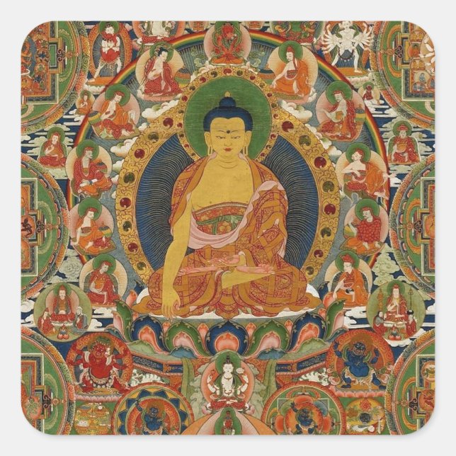 Buddha Quadratischer Aufkleber (Vorderseite)