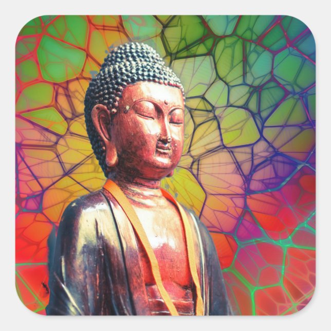 Buddha Quadratischer Aufkleber (Vorderseite)