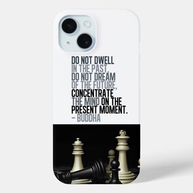 Buddha Quote und Schachspiel Schwarz-weiß Case-Mate iPhone Hülle (Rückseite)