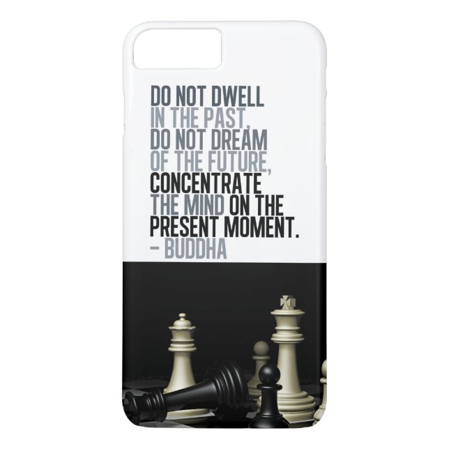 Buddha Quote und Schachspiel Schwarz-weiß Case-Mate iPhone Hülle (Rückseite)