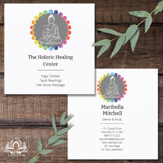 Buddha Rainbow Chakras Spirituelle metaphysische Y Quadratische Visitenkarte