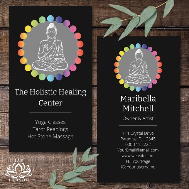 Buddha Rainbow Chakras Spirituelle metaphysische Y Visitenkarte (Von Creator hochgeladen)