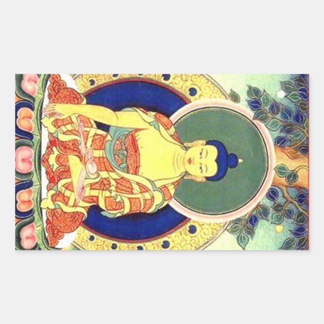 BUDDHA RECHTECKIGER AUFKLEBER (Vorderseite)
