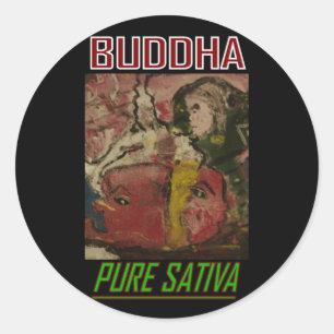 BUDDHA REINES SATIVA RUNDER AUFKLEBER