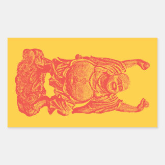 Buddha (rot) rechteckiger aufkleber