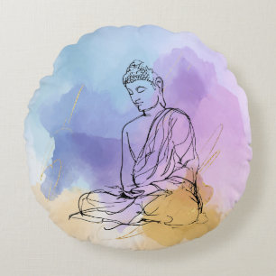 Buddha Round Pillow   Zen-Meditation Rundes Kissen