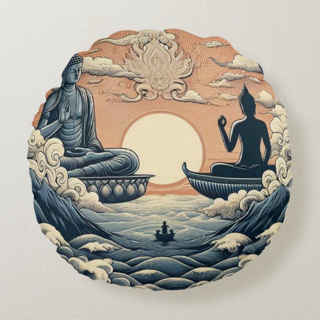 Buddha Rundes Kissen (Vorderseite)