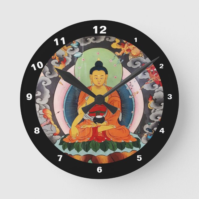 Buddha Shakyamuni, Erleuchtung, Himalaya Nepal Runde Wanduhr (Vorderseite)