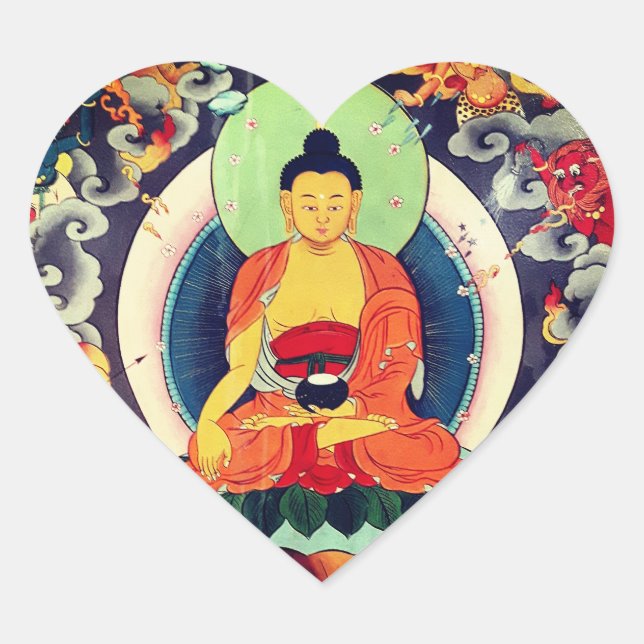 Buddha Shakyamuni, Himalaya - Nepal Herz-Aufkleber (Vorderseite)