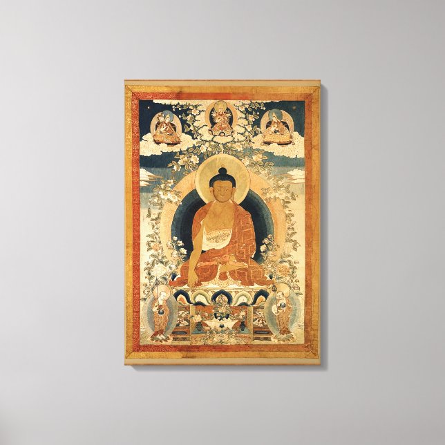 Buddha Shakyamuni Thangka Leinwanddruck (Vorderseite)