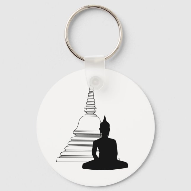 Buddha-Silhouette mit Stupa Schlüsselanhänger (Vorderseite)
