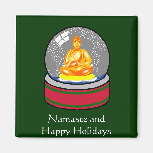 Buddha Snow Globe Magnet (Vorne)