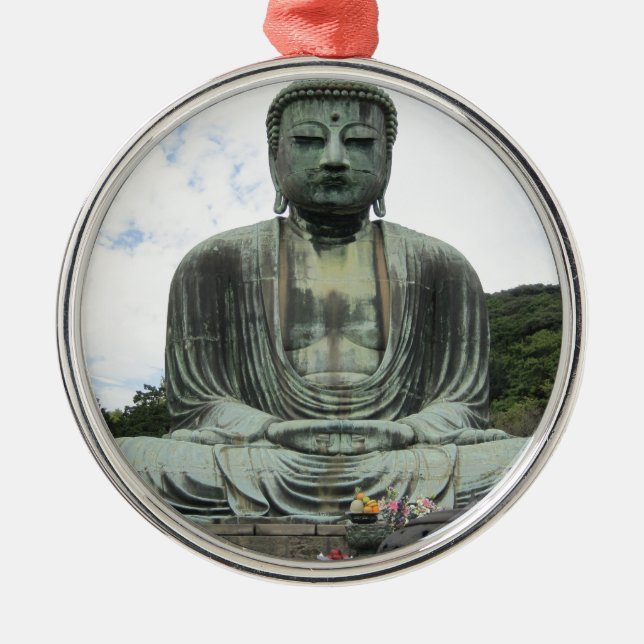 Buddha Statue Buddhismus Silbernes Ornament (Vorne)