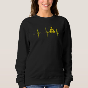 Buddha Statue Buddhist Heartbeat Ekg Pulse Zen Yog Sweatshirt