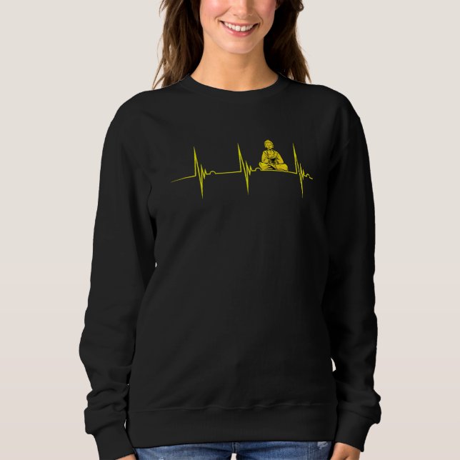 Buddha Statue Buddhist Heartbeat Ekg Pulse Zen Yog Sweatshirt (Vorderseite)