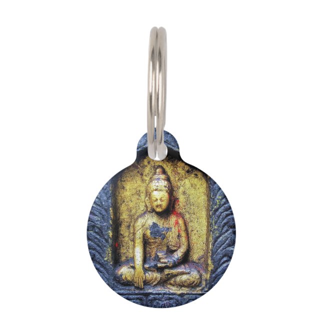 Buddha Statue Buddhistische Kunst Custom Pet Info Haustiermarke (Vorderseite)