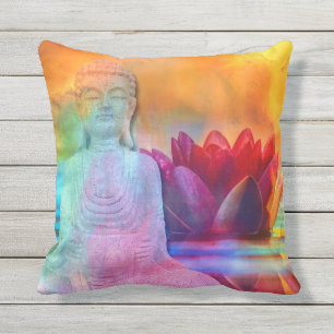 Buddha Statue & Lotus im Wasser Kissen